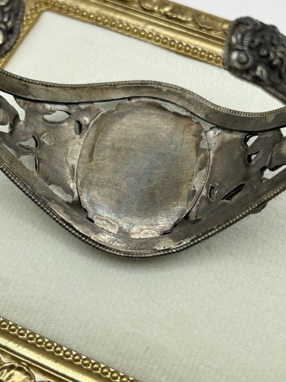 VTG Chinese Sterling Silver Dragon Turquoise Cuff Bracelet Western Blue Asian - Picture 11 of 16